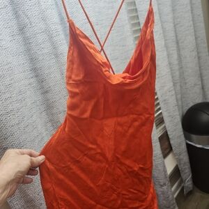 Zara Bold Orange Long Sleeve Dress